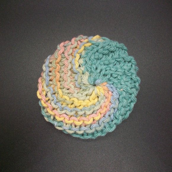 Handmade Knit Green Pink Cotton Wash Dish Spa Cloth Scrubbie Set - Picture 6 of 6